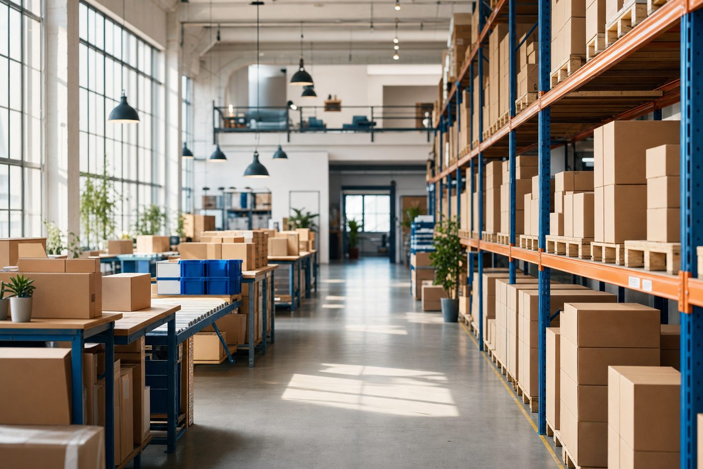 Packing benches at a Bargeno fulfilment hub